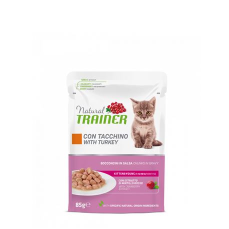 Natural TRAINER Kitten&Young Tacchino - Bocconcini in salsa - 85g