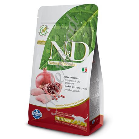 FARMINA N&D GRAIN FREE FELINE - CHICKEN & POMEGRANATE NEUTERED - 300gr 1