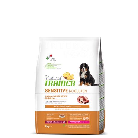 Natural TRAINER Sensitive No Gluten MediumMaxi Puppy&Junior Anatra - 3kg