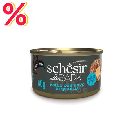 Schesir After Dark gatto - Filetti di Pollo con uovo di quaglia - in brodo - 12 x 80g