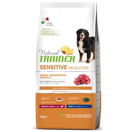 Natural TRAINER Sensitive No Gluten MediumMaxi Adult Agnello - 12kg 1