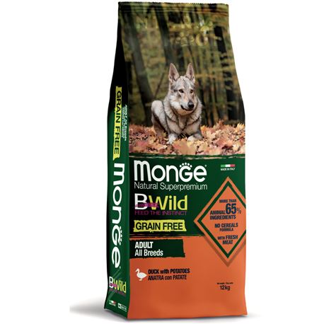 Monge B-Wild Grain Free All Breed Adult Anatra con Patate - 12kg