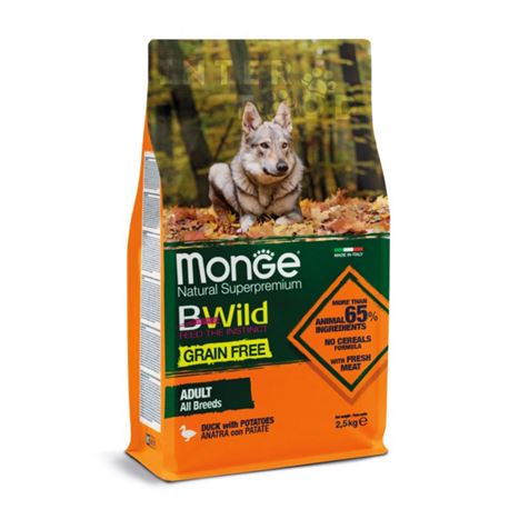 Monge B-Wild Grain Free All Breed Adult Anatra con Patate - 2,5kg