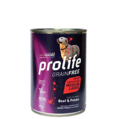 PROLIFE Grain Free Adult Sensitive Beef & Potato - Medium/Large - 6 x 400g