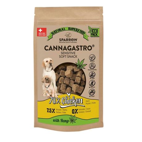 SPARROW Pet CANNAGASTRO - Snack con pollo, CBD e preziose erbe - 200g