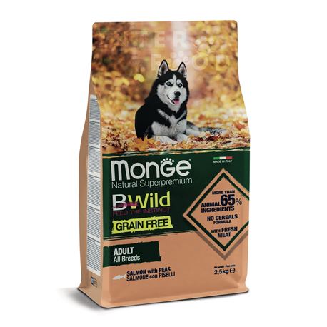 Monge B-Wild Grain Free All Breed Adult Salmone con Piselli - 2,5kg 1