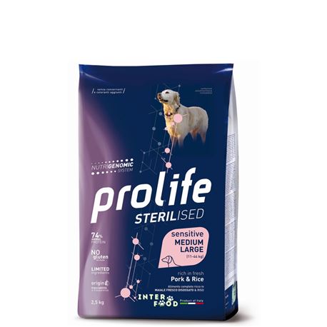 PROLIFE Sterilised Sensitive Adult Pork & Rice - Medium/Large - 2,5kg