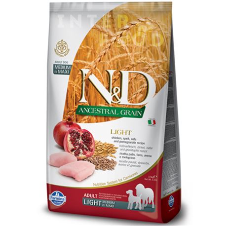 FARMINA N&D Ancestral Grain - CHICKEN & POMEGRANATE LIGHT  Medium & Maxi - 12kg