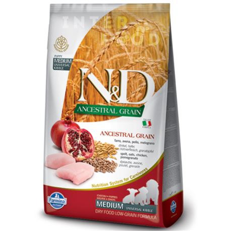 FARMINA N&D Ancestral Grain - CHICKEN & POMEGRANATE PUPPY  MEDIUM & MAXI - 12kg