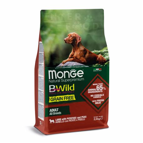 Monge B-Wild Grain Free All Breed Adult Agnello con Patate - 2,5kg 1