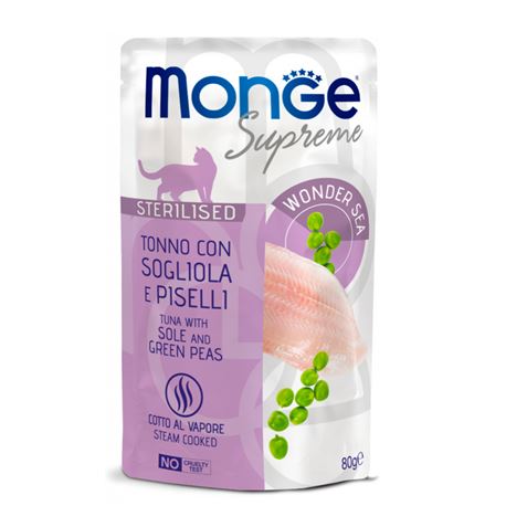 Monge Supreme - Tonno con Sogliola e Piselli - Sterilised - 80g