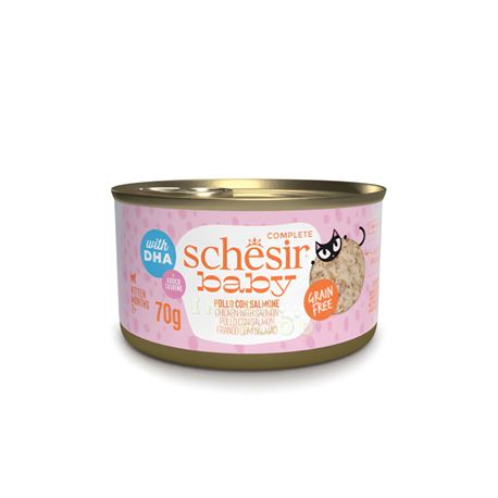 Schesir Baby gatto - Filettini di Pollo con Salmone in brodo - 70g - in lattina 1