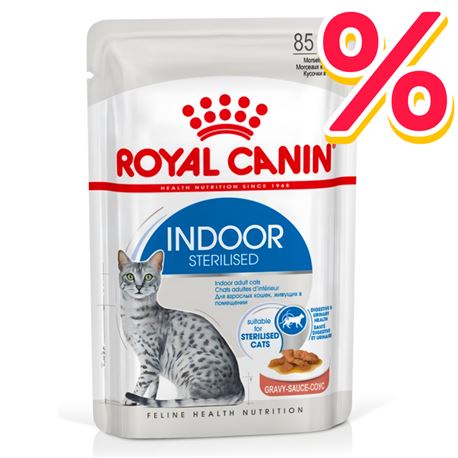 ROYAL CANIN INDOOR Sterilised Gravy - Alimento umido per gatti - 4 x (12 x 85g)