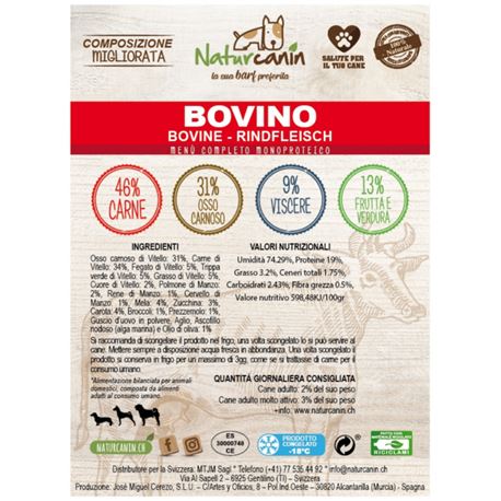 Naturcanin Barf menu classico Bovino - 500g 2