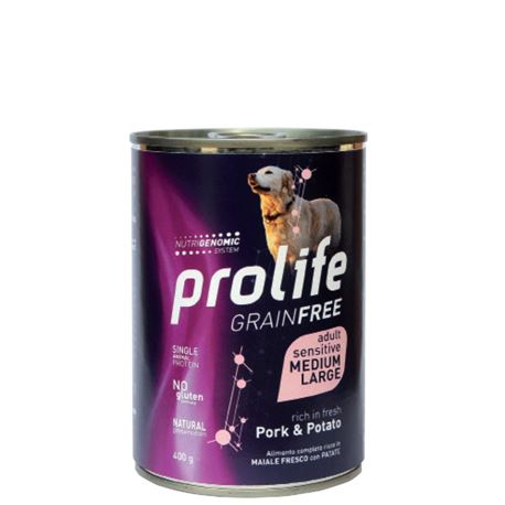 PROLIFE Grain Free Adult Sensitive Pork & Potato - Medium/Large - 6 x 800g 1