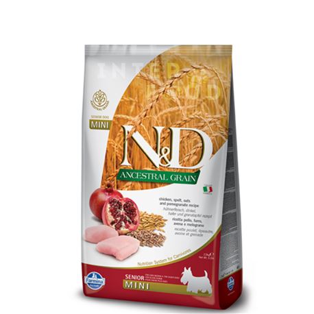 FARMINA N&D Ancestral Grain - CHICKEN & POMEGRANATE SENIOR  Mini & medium - 2.5kg