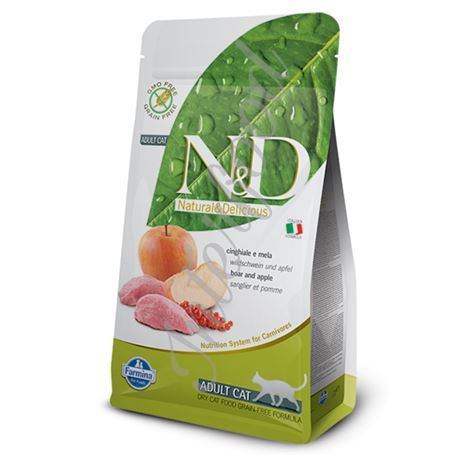 FARMINA N&D GRAIN FREE FELINE -  BOAR & APPLE ADULT - 300gr