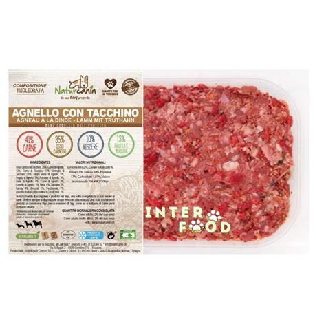 NaturCanin Barf menu Agnello e Tacchino - 500g