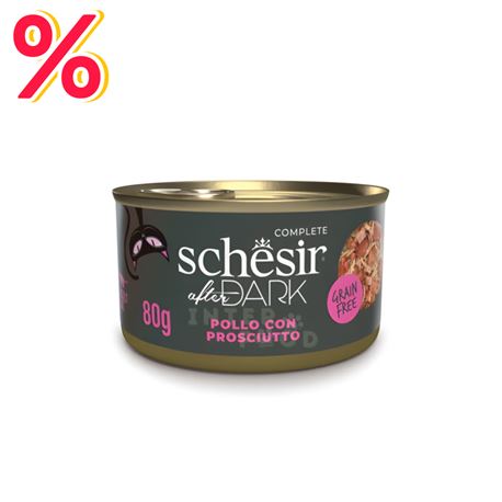 Schesir After Dark gatto - Filetti di Pollo con Prosciutto - in brodo - 12 x 80g