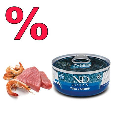 FARMINA N&D OCEAN - TUNA & SHRIMP - 24x80gr