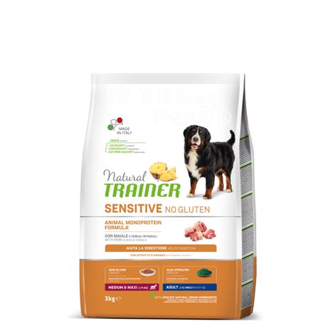 Natural TRAINER Sensitive No Gluten MediumMaxi Adult Maiale - 3kg