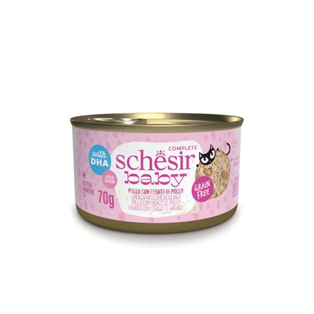 Schesir Baby gatto - Filettini di Pollo con Fegato di pollo in brodo - 70g - in lattina