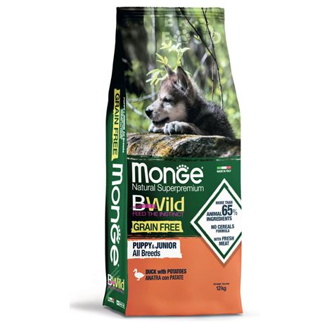 Monge B-Wild Grain Free All Breed Puppy&Junior Anatra con Patate - 12kg