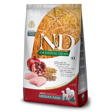 FARMINA N&D Ancestral Grain - CHICKEN & POMEGRANATE ADULT  Medium & Maxi - 2.5kg