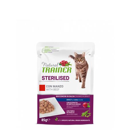 Natural TRAINER Sterilised Adult con manzo - Bocconcini in salsa - 85g 1