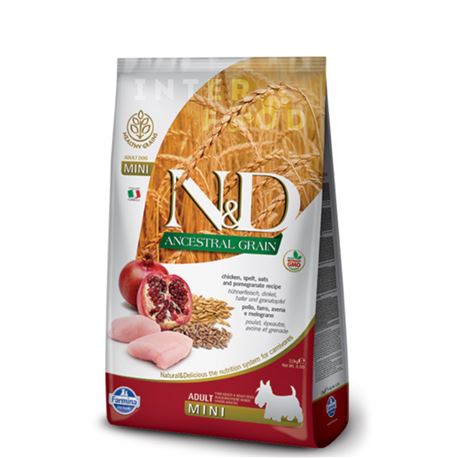 FARMINA N&D Ancestral Grain - CHICKEN & POMEGRANATE ADULT  Mini - 2.5kg