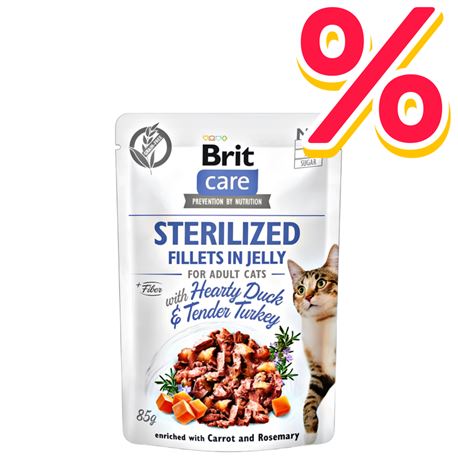 Brit Care Cat Pouch Sterilized - Hearty Duck & Tender Turkey - Jelly - 24x85g