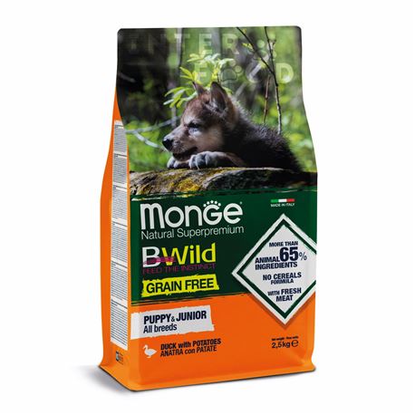 Monge B-Wild Grain Free All Breed Puppy&Junior Anatra con Patate - 2.5kg