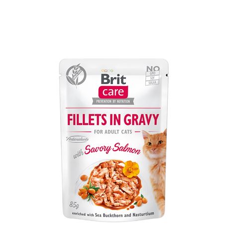 Brit Care Cat Pouch Savory Salmon - Gravy - 85g